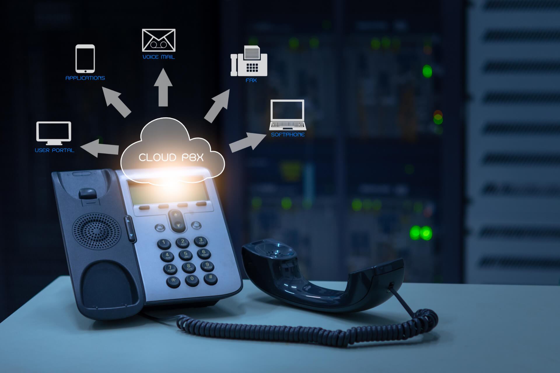 HIPAA Compliant Medical Phone Service and Fax System with a cloud computing diagram